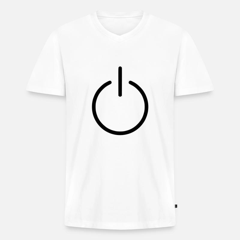 power button - Männer Premium Bio T-Shirt mit V-Ausschnitt - Weiß