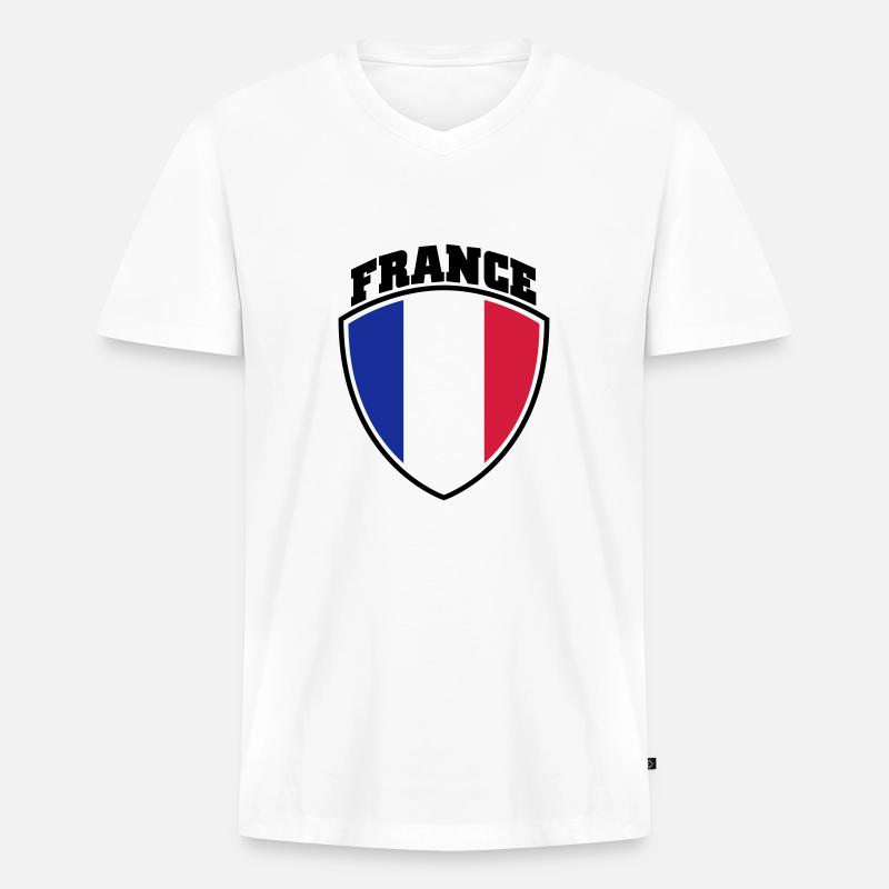 Frankreich - Männer Premium Bio T-Shirt mit V-Ausschnitt - Weiß