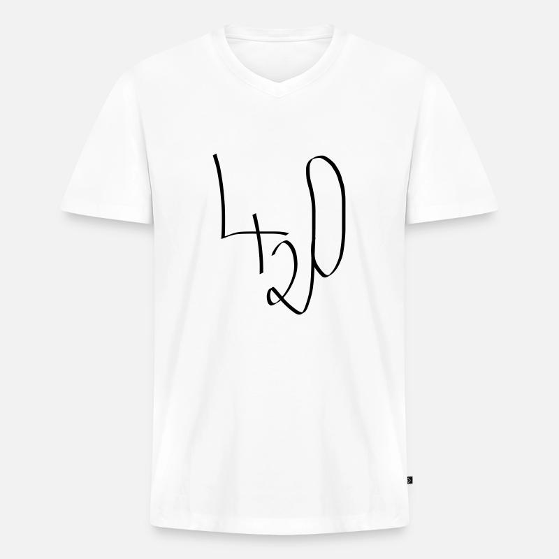 420 - Männer Premium Bio T-Shirt mit V-Ausschnitt - Weiß