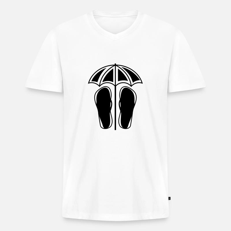 flipflops schirm - Männer Premium Bio T-Shirt mit V-Ausschnitt - Weiß