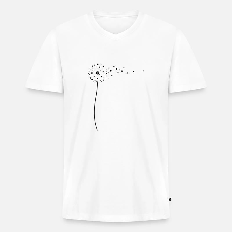 Stilisierte Pusteblume - Männer Premium Bio T-Shirt mit V-Ausschnitt - Weiß