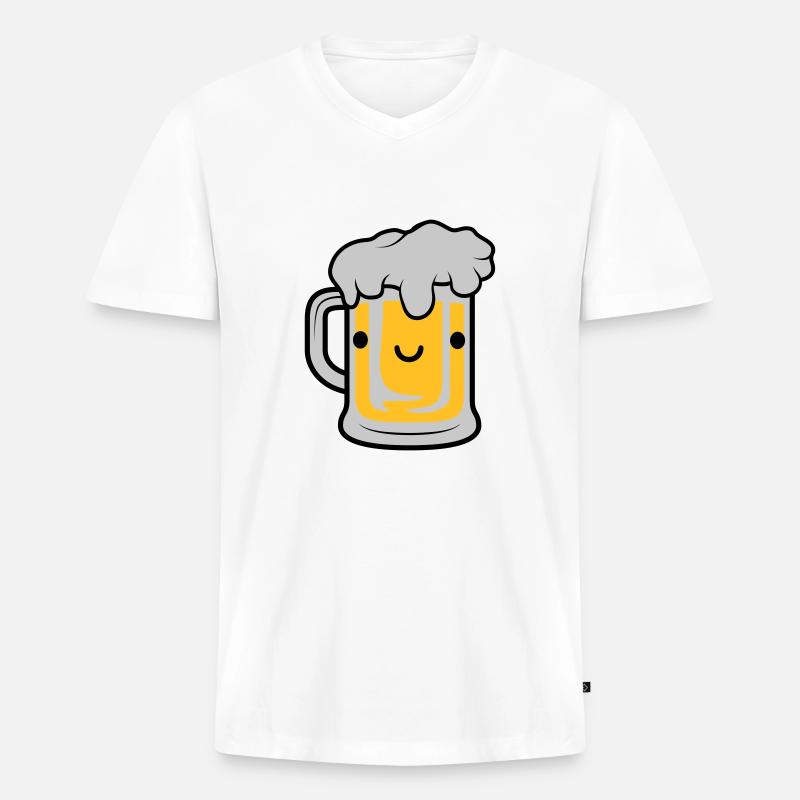 Süßes Bier Gesicht - Männer Premium Bio T-Shirt mit V-Ausschnitt - Weiß