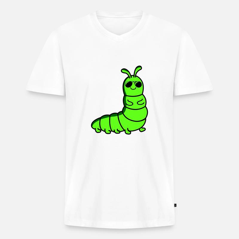 raupe cool - Männer Premium Bio T-Shirt mit V-Ausschnitt - Weiß