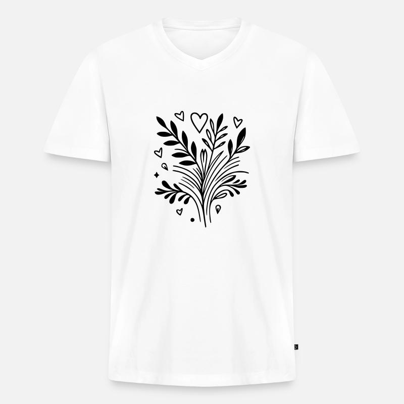 Herzbaum Ast - Männer Premium Bio T-Shirt mit V-Ausschnitt - Weiß