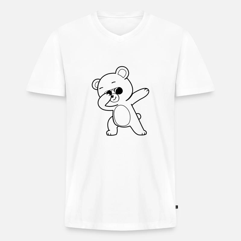 dabbing bär cool - Männer Premium Bio T-Shirt mit V-Ausschnitt - Weiß