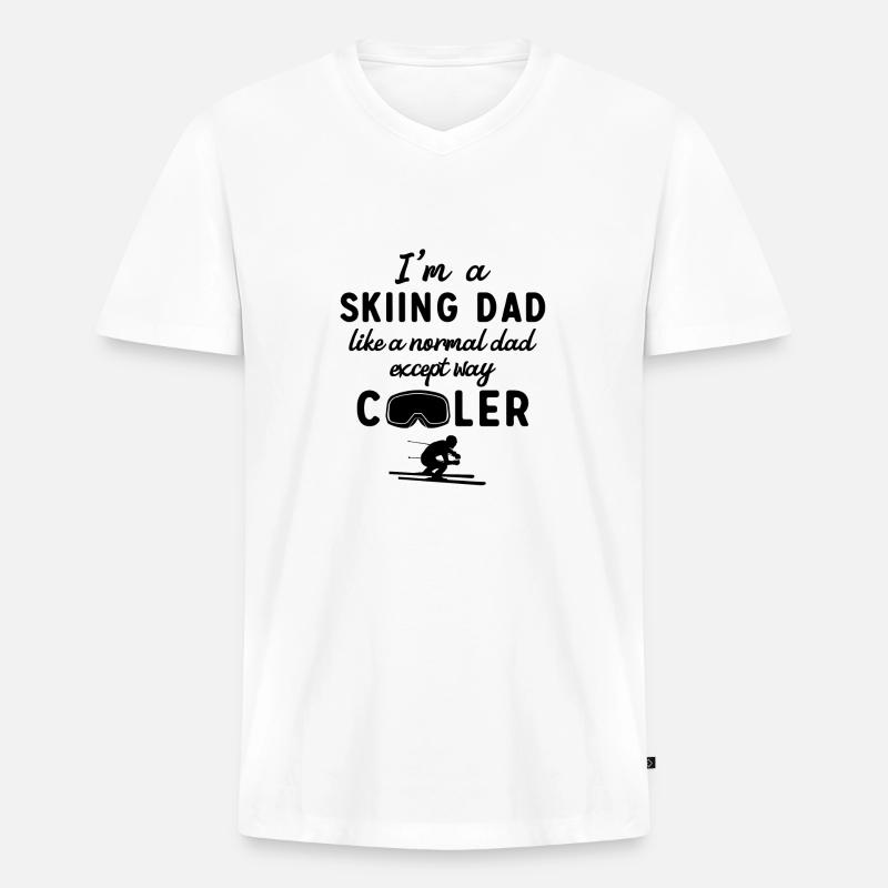 Ich bin ein Ski Papa - Männer Premium Bio T-Shirt mit V-Ausschnitt - Weiß