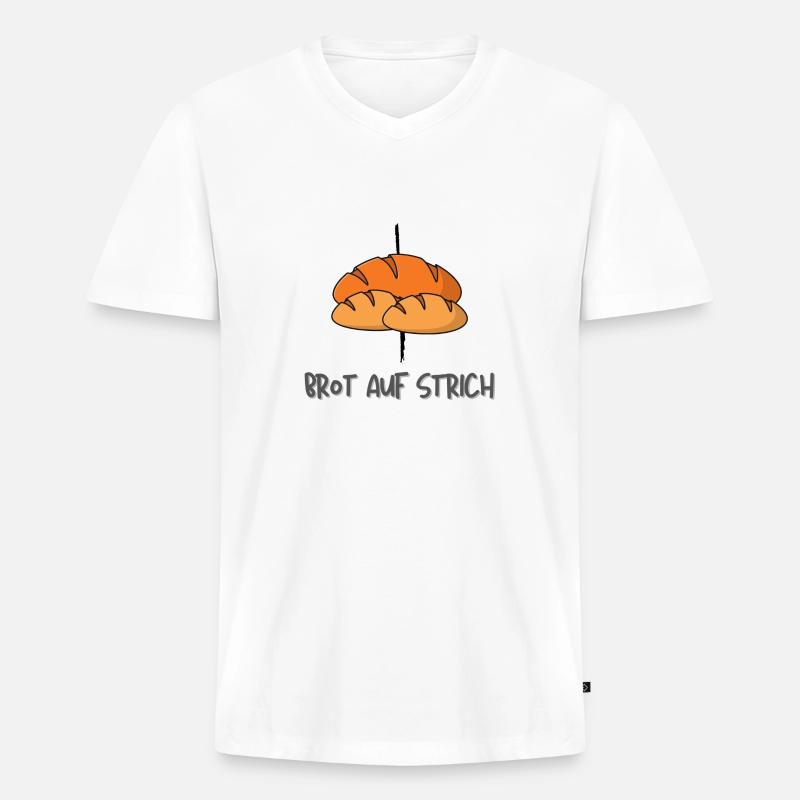 Brotaufstrich oder Brot auf Strich - Männer Premium Bio T-Shirt mit V-Ausschnitt - Weiß