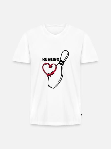 bowling strike bowlingbahn bowling-love - Männer Premium Bio T-Shirt mit V-Ausschnitt - Weiß