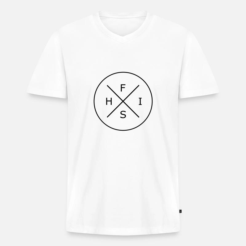Fish Wortkreis - Männer Premium Bio T-Shirt mit V-Ausschnitt - Weiß