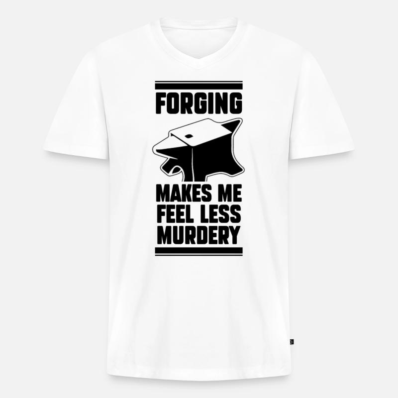 Schmied - Männer Premium Bio T-Shirt mit V-Ausschnitt - Weiß