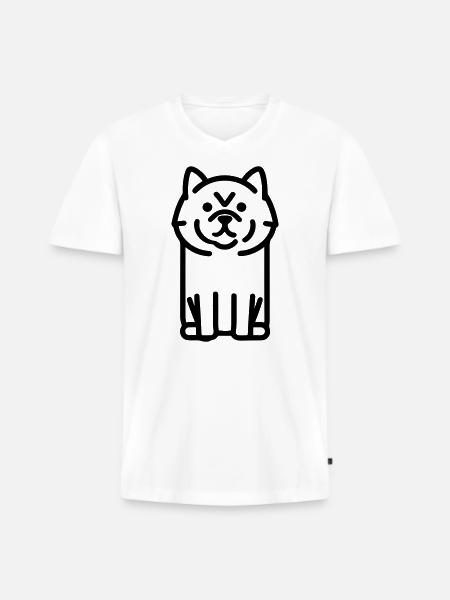 Hund - Männer Premium Bio T-Shirt mit V-Ausschnitt - Weiß