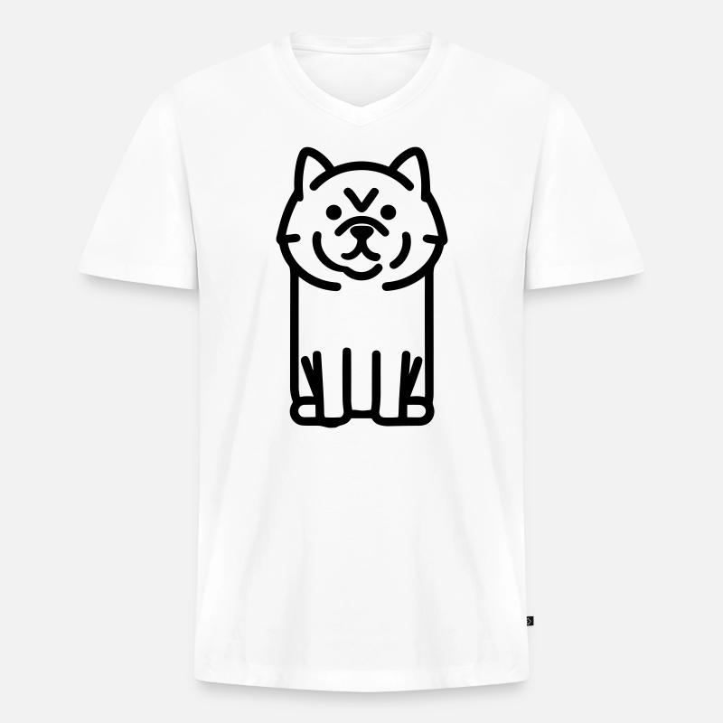 Hund - Männer Premium Bio T-Shirt mit V-Ausschnitt - Weiß