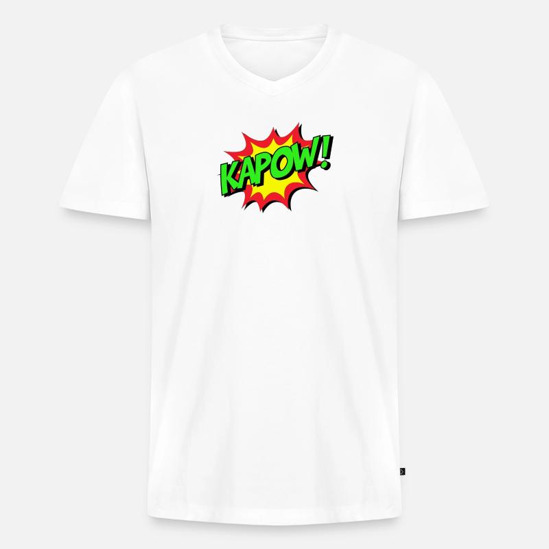 KAPOW Comic Explosion - Männer Premium Bio T-Shirt mit V-Ausschnitt - Weiß