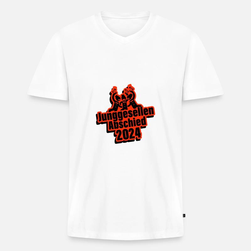 Junggesellenabschied 2024 - Männer Premium Bio T-Shirt mit V-Ausschnitt - Weiß