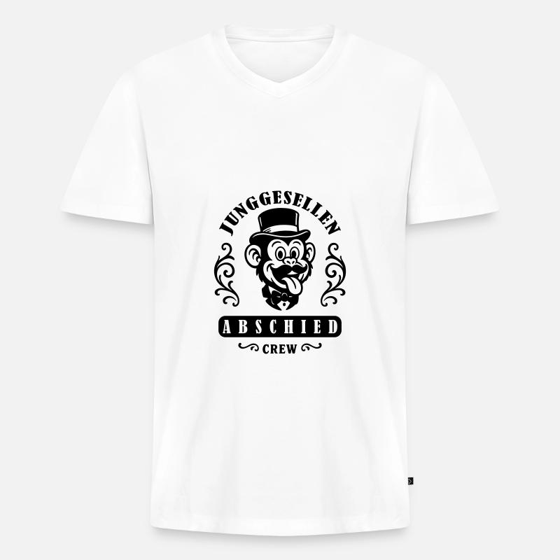 Junggesellen Abschied Party Affe - Männer Premium Bio T-Shirt mit V-Ausschnitt - Weiß