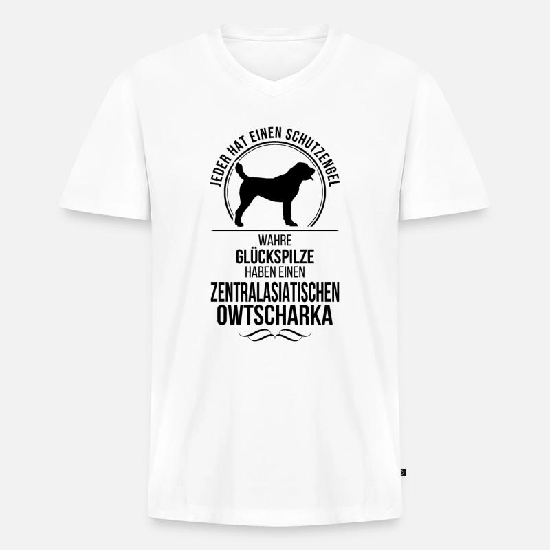 ZENTRALASIATISCHER OWTSCHARKA Schutzengel Wilsigns - Männer Premium Bio T-Shirt mit V-Ausschnitt - Weiß