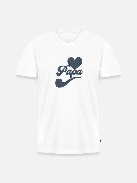 J'aime papa - T-shirt encolure en V Premium bio Homme - blanc
