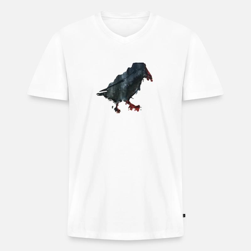 Krähe - Männer Premium Bio T-Shirt mit V-Ausschnitt - Weiß