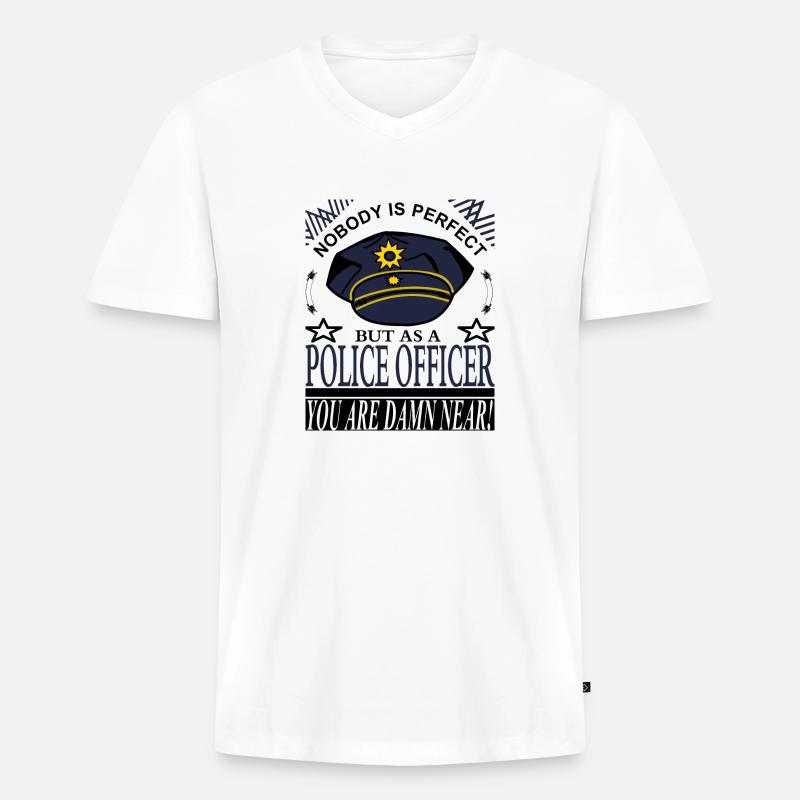 Polizist Polizei - Männer Premium Bio T-Shirt mit V-Ausschnitt - Weiß