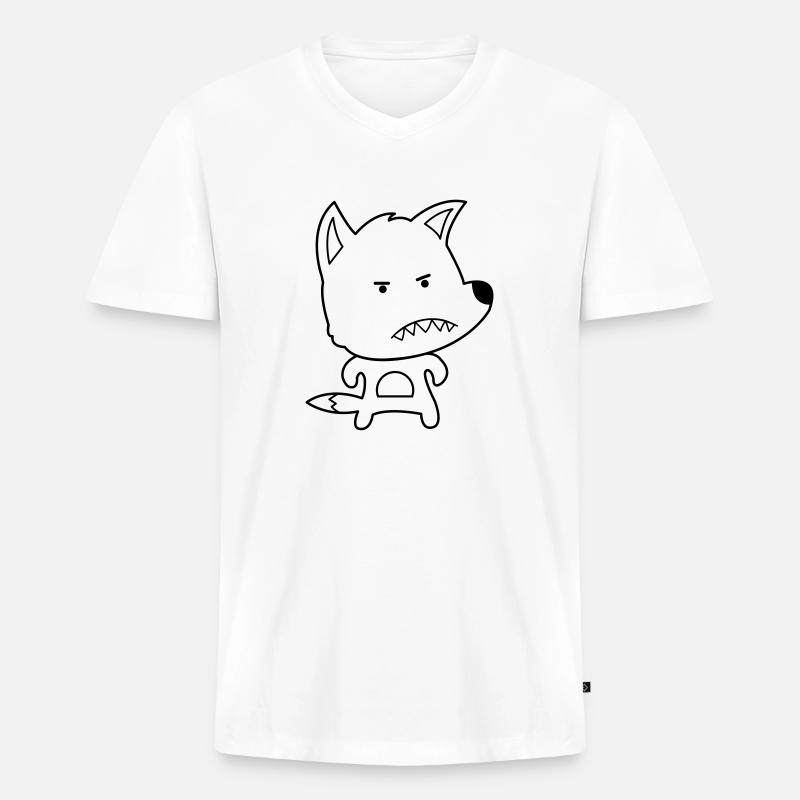 angry fox - Männer Premium Bio T-Shirt mit V-Ausschnitt - Weiß