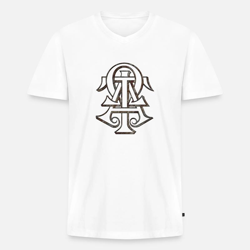 Io sono Alfa e Omega Gesù Cristo Speranza Religioso - Maglietta ecologica premium da uomo con scollo a V - bianco