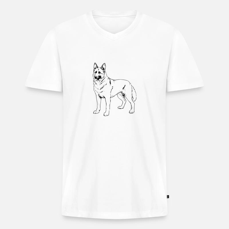 Deutscher Schäferhund - Männer Premium Bio T-Shirt mit V-Ausschnitt - Weiß