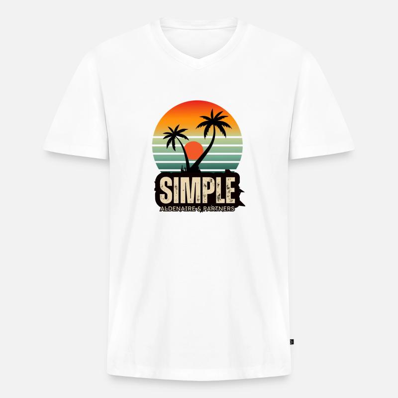 Sunset 4 - Männer Premium Bio T-Shirt mit V-Ausschnitt - Weiß