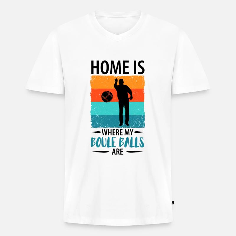 Boule Petanque Boccia Boules - Männer Premium Bio T-Shirt mit V-Ausschnitt - Weiß