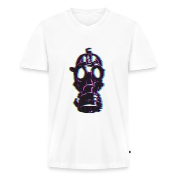 Gasmaske - Streetwear - Männer Premium Bio T-Shirt mit V-Ausschnitt - Weiß - Vorne - Nico (187cm)