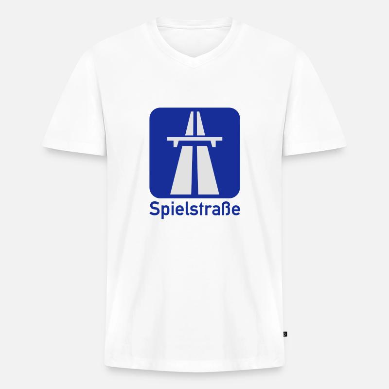 Autobahn - Spielstraße - Männer Premium Bio T-Shirt mit V-Ausschnitt - Weiß