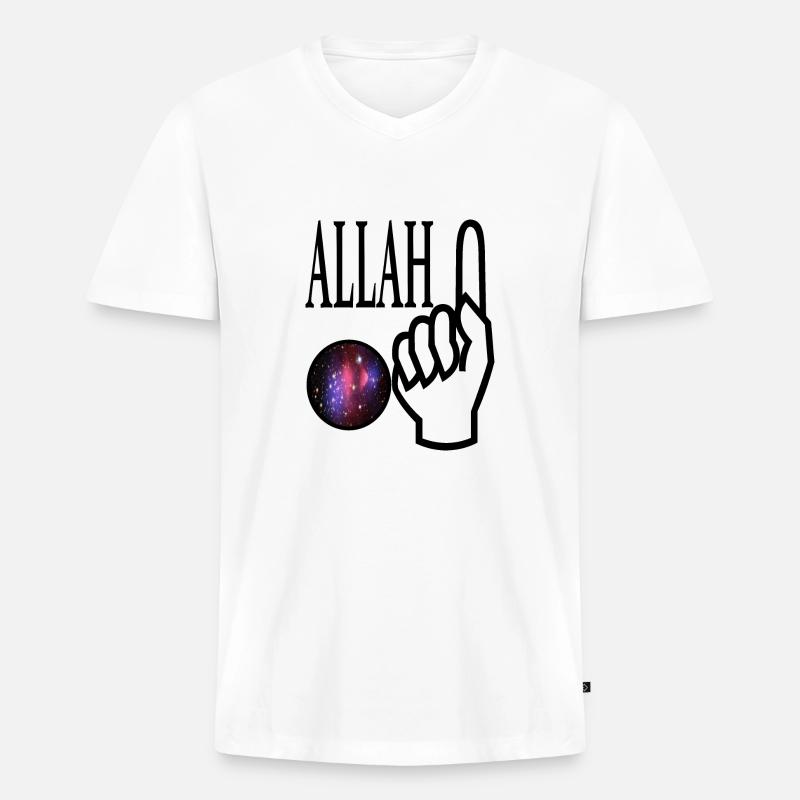 Gott gibt es Allah - Männer Premium Bio T-Shirt mit V-Ausschnitt - Weiß