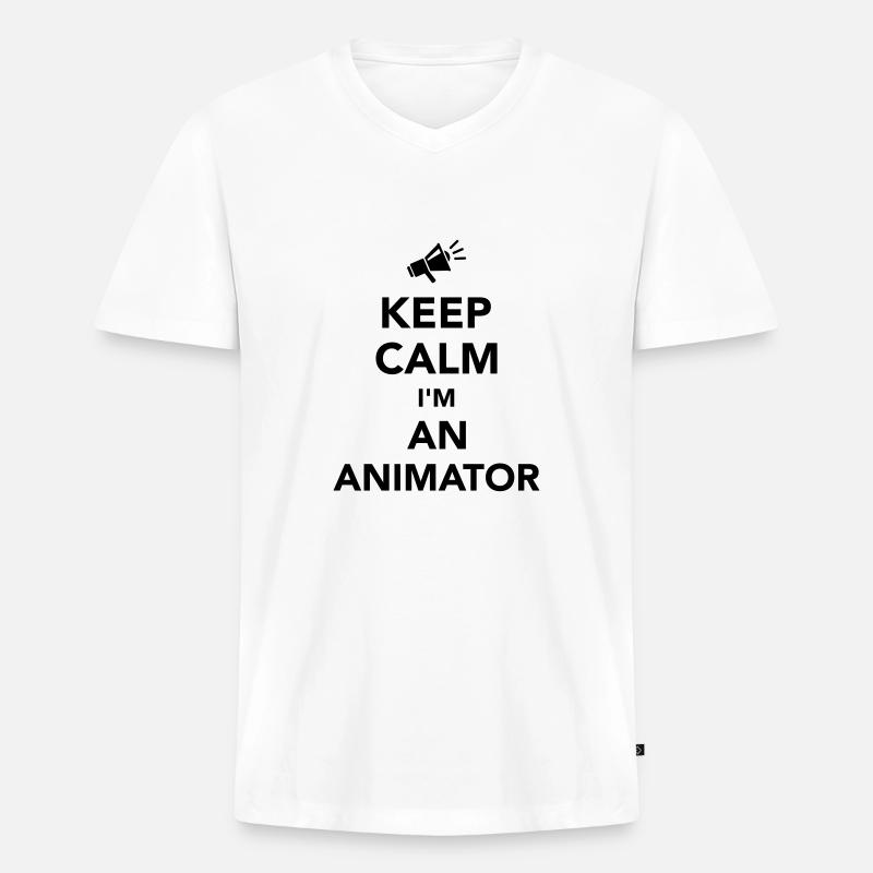 Animateur - Männer Premium Bio T-Shirt mit V-Ausschnitt - Weiß