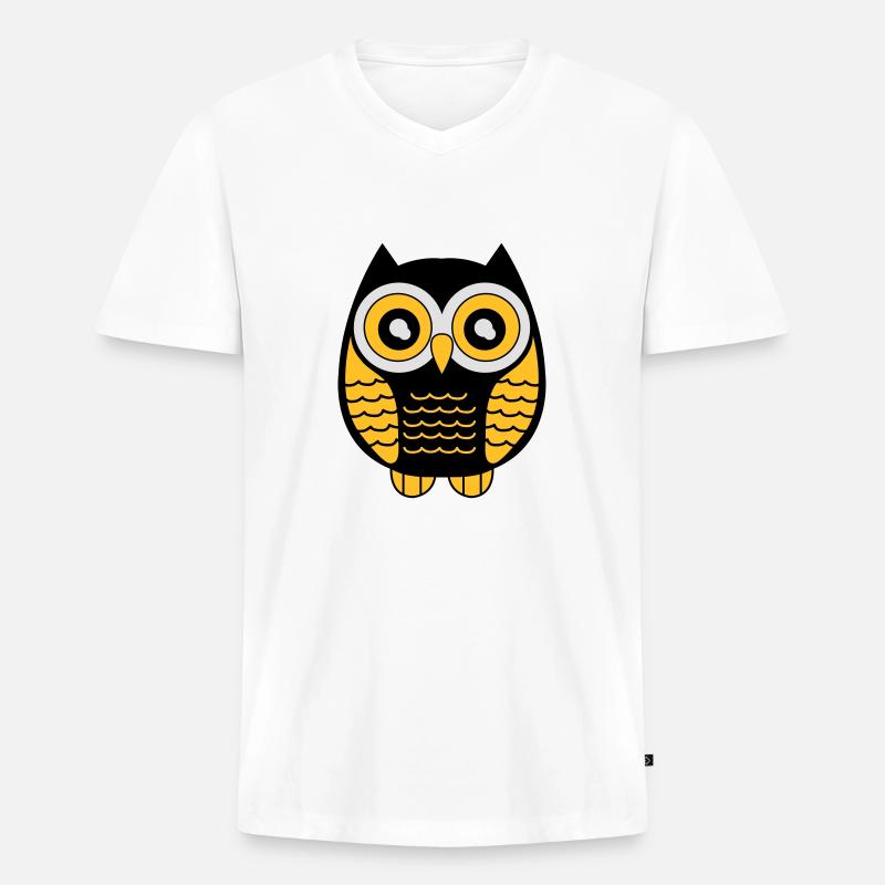 eule_02 - Männer Premium Bio T-Shirt mit V-Ausschnitt - Weiß