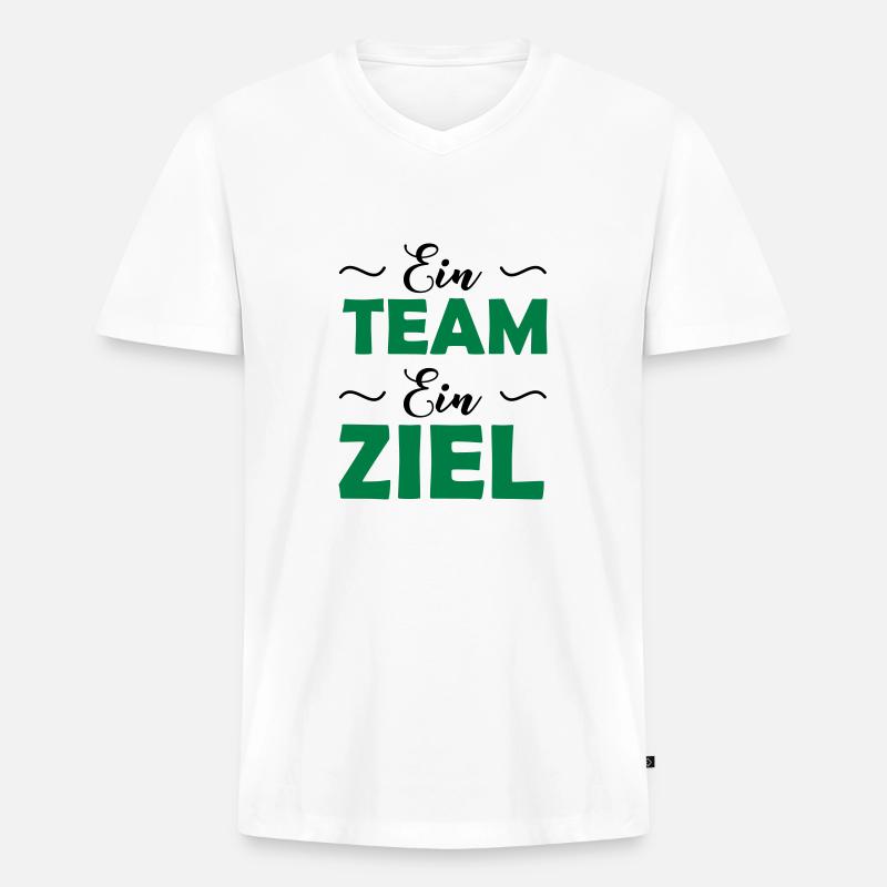 ein_team_ein_ziel_2 - Männer Premium Bio T-Shirt mit V-Ausschnitt - Weiß