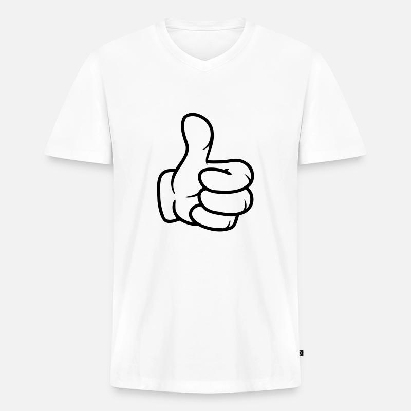 Daumen hoch Comic Hand - Männer Premium Bio T-Shirt mit V-Ausschnitt - Weiß