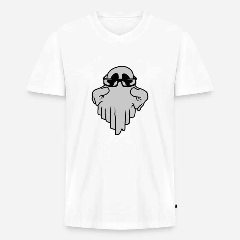 Sonnenbrille Geist Comic Halloween - Männer Premium Bio T-Shirt mit V-Ausschnitt - Weiß
