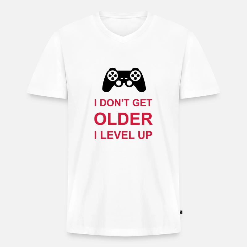 get older level up - Männer Premium Bio T-Shirt mit V-Ausschnitt - Weiß