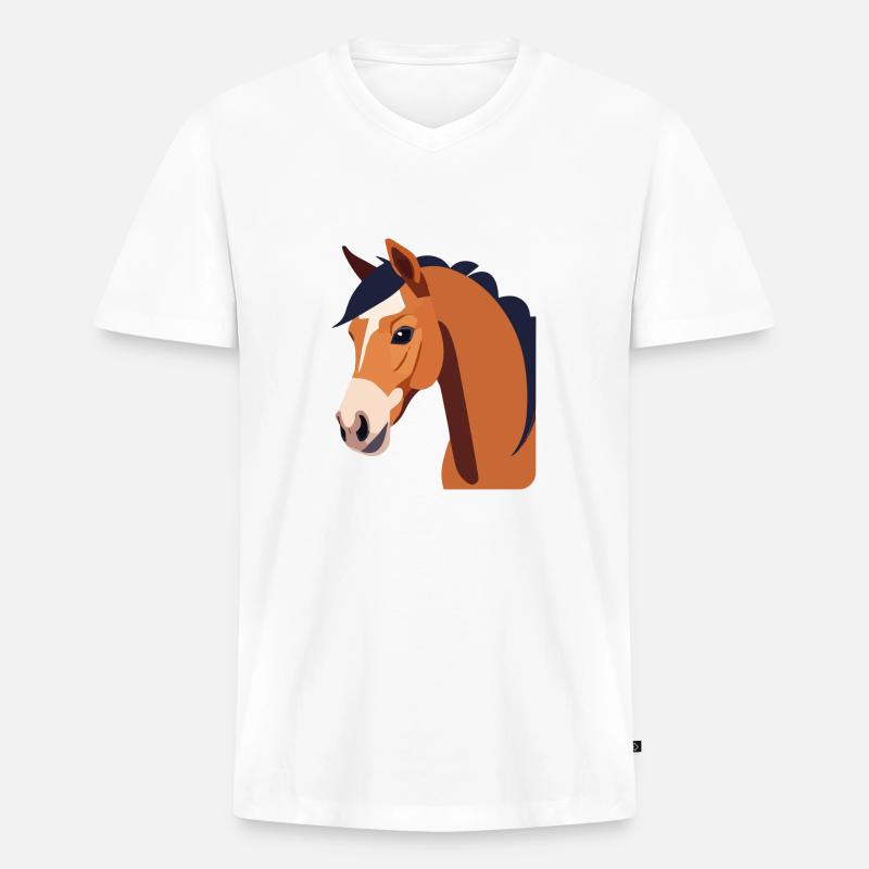 Pferdekopf braunes Pferd - Männer Premium Bio T-Shirt mit V-Ausschnitt - Weiß