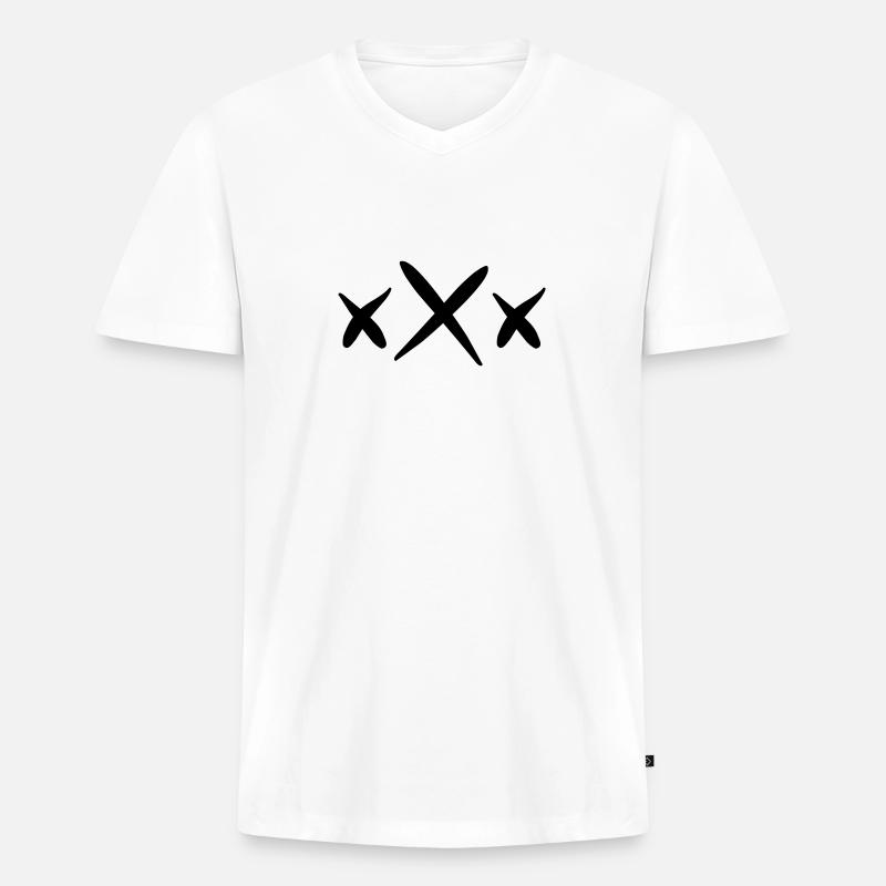 Triple X - Männer Premium Bio T-Shirt mit V-Ausschnitt - Weiß