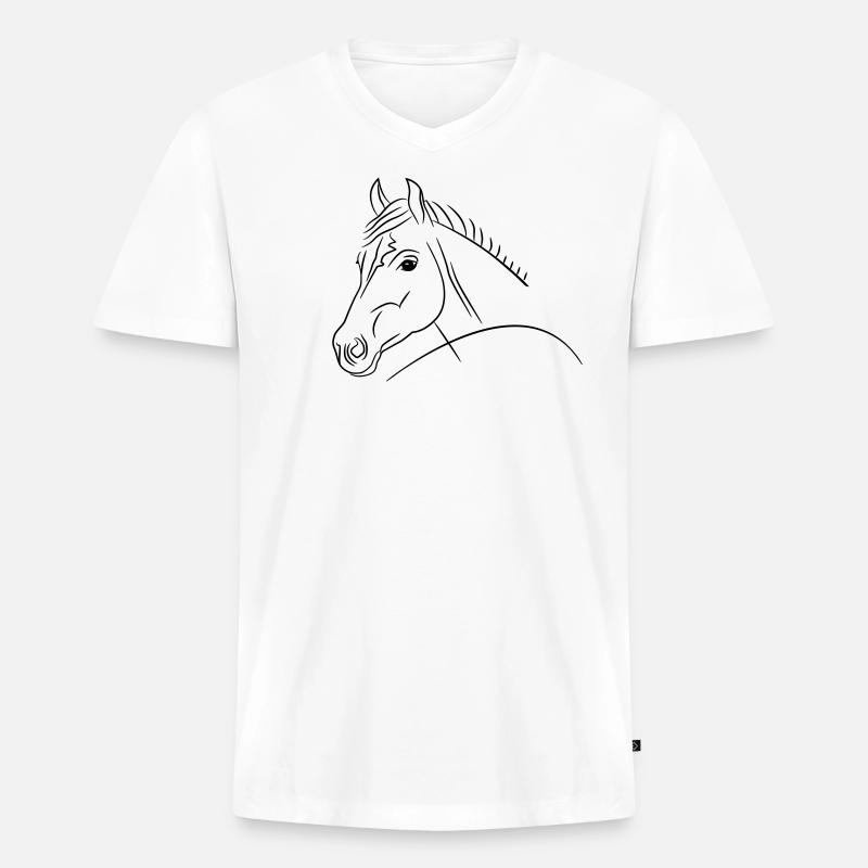 Pferdekopf-Illustration - Männer Premium Bio T-Shirt mit V-Ausschnitt - Weiß