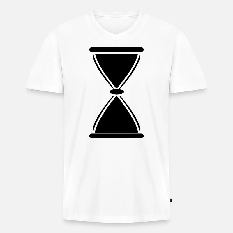 Stundenglas - Männer Premium Bio T-Shirt mit V-Ausschnitt - Weiß
