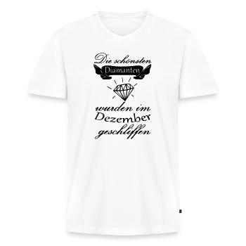 Dezember Diamanten Geburtstag Geschenk Spruch - Männer Premium Bio T-Shirt mit V-Ausschnitt - Weiß - Vorne - Nico (187cm)