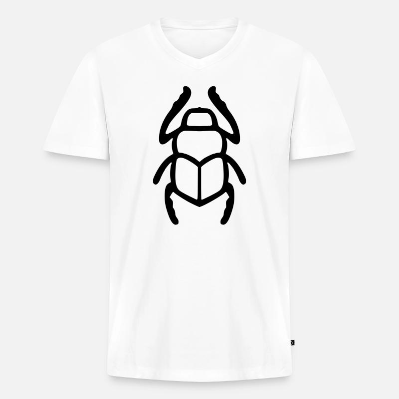 Skarabäus-Hieroglyphe - Männer Premium Bio T-Shirt mit V-Ausschnitt - Weiß