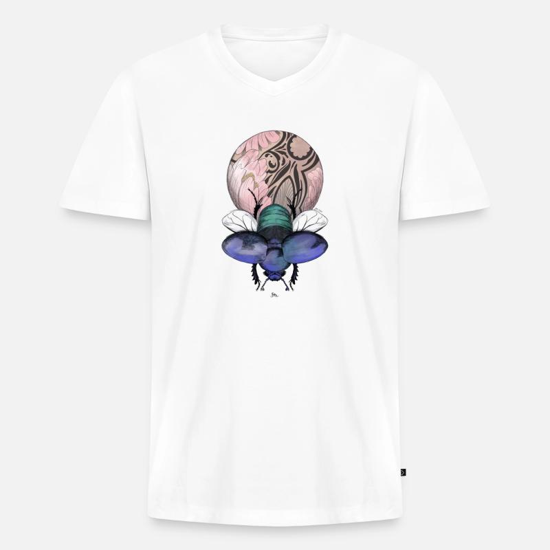Skarabäus mit Wunderkugel - Männer Premium Bio T-Shirt mit V-Ausschnitt - Weiß