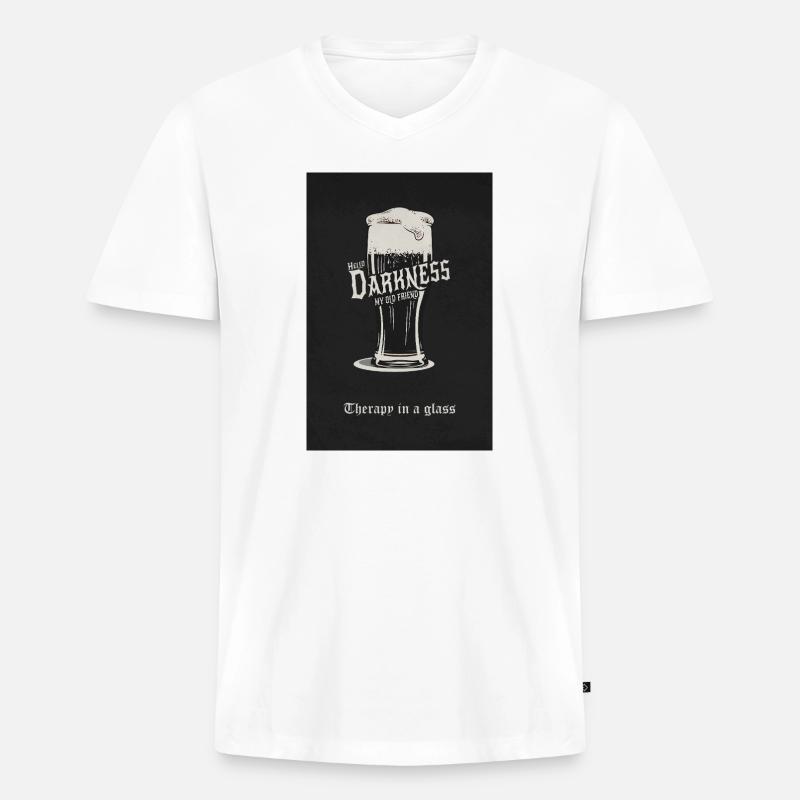 Hello Darkness – Therapy in a Glass - Männer Premium Bio T-Shirt mit V-Ausschnitt - Weiß