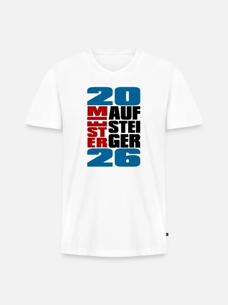Meister und Aufsteiger 2026 - Männer Premium Bio T-Shirt mit V-Ausschnitt - Weiß