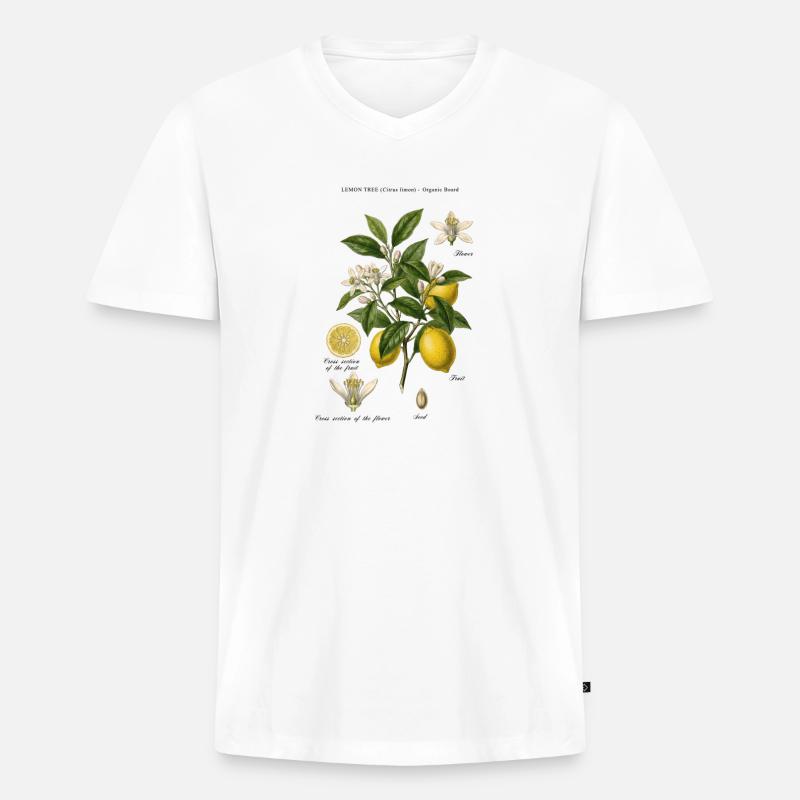 Ramo botanico vintage Lemon Tree - Maglietta ecologica premium da uomo con scollo a V - bianco