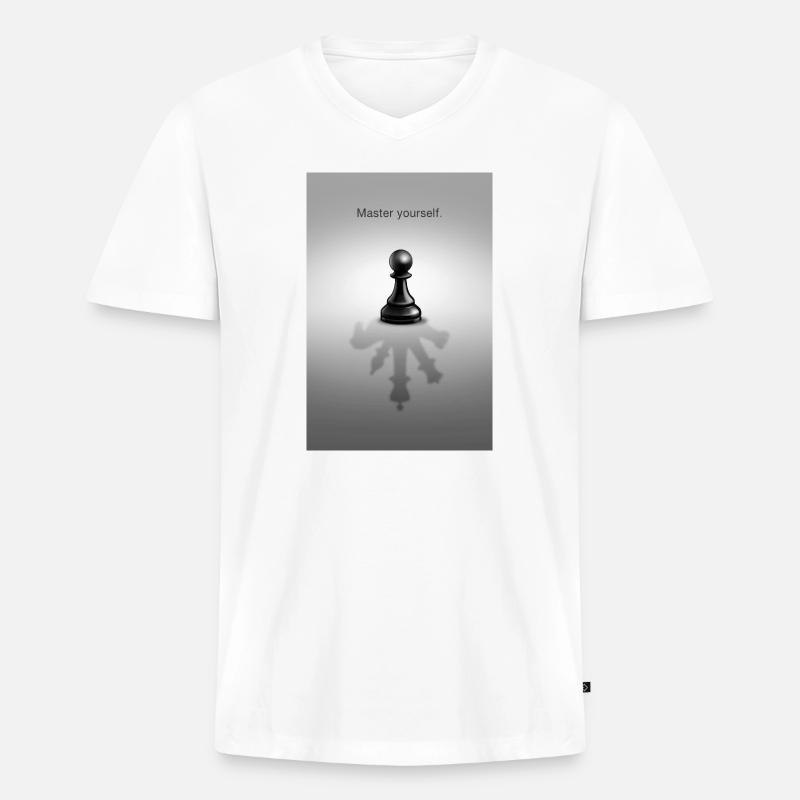 Master Yourself Minimal Mindset Design - Männer Premium Bio T-Shirt mit V-Ausschnitt - Weiß