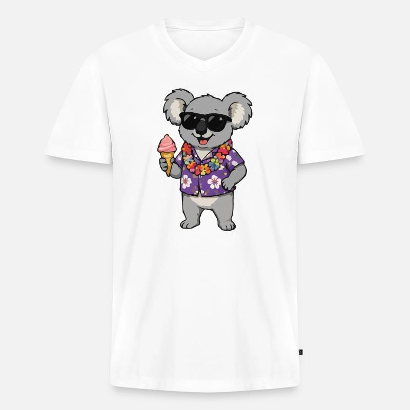 Koala Hawaii Eis - Männer Premium Bio T-Shirt mit V-Ausschnitt - Weiß