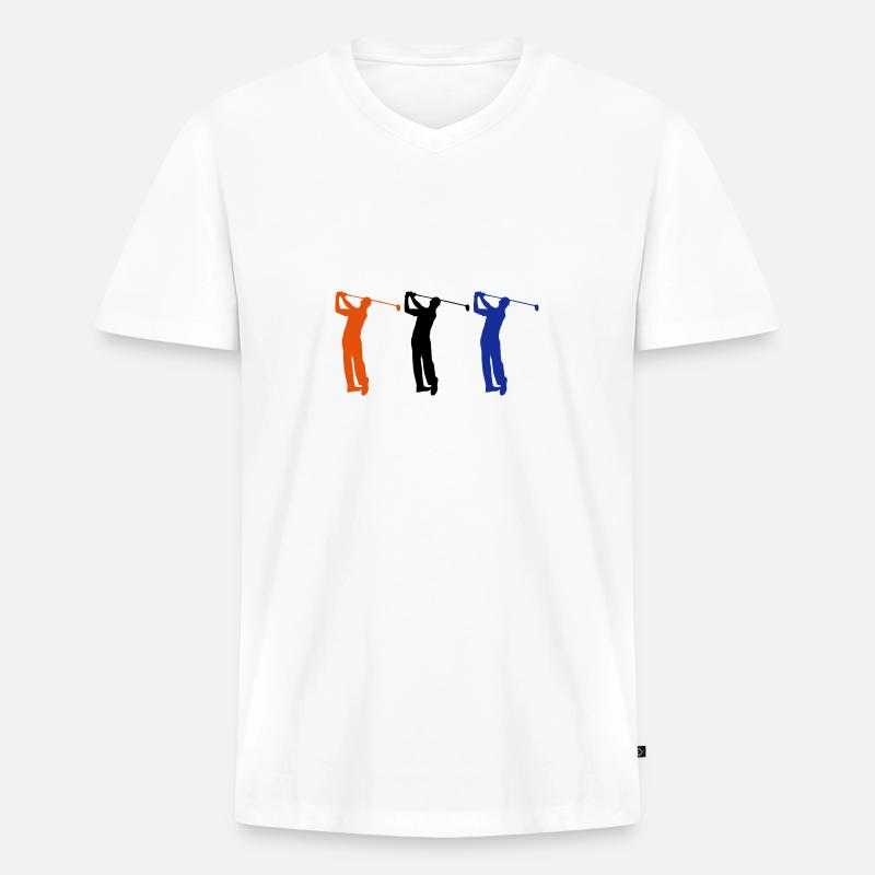 Golf - Männer Premium Bio T-Shirt mit V-Ausschnitt - Weiß